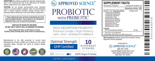 Approved Science® Probiotics with Prebiotics - 10-Strand Vegan Probiot