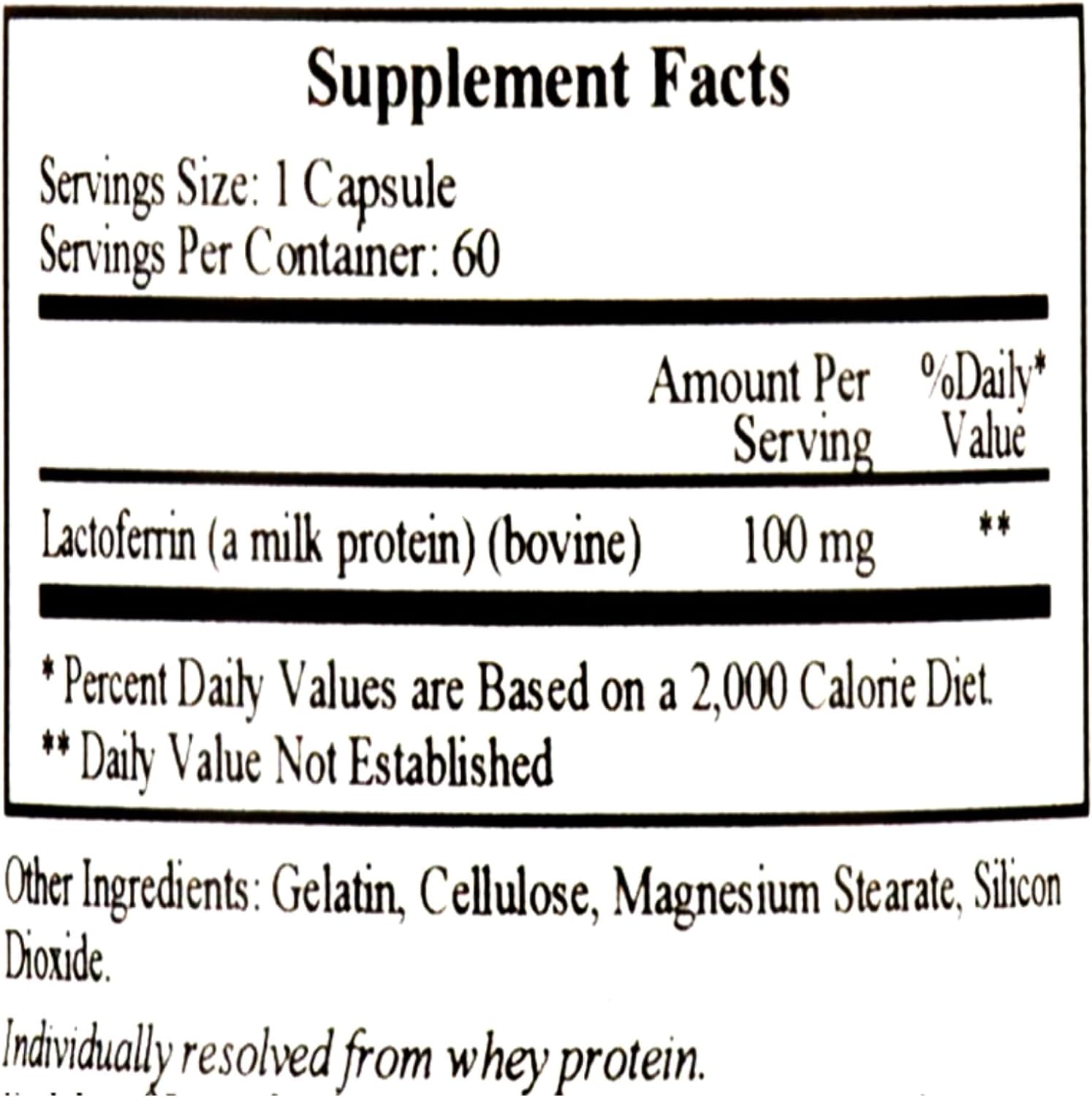 Ecological Formulas- Lactoferrin 100 mg 60 caps