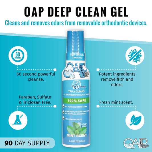 Orthodontic Cleaner by OAP Cleaner | Retainer Cleaner, Denture Cleaner, and Mouth Guard Cleaner | 60 Second Gel Cleanser | Paraben, Sulfate and Triclosan Free | 60  Bottle