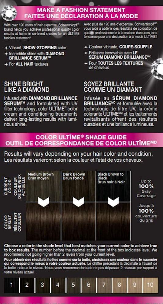 Schwarzkopf Color Ultime Permanent Hair Color Cream, 3.8 Velvet Brown