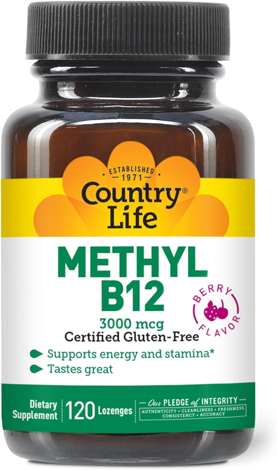 Country Life Methyl B12, Supports Energy & Stamina, 3000Mcg, 120 Lozen