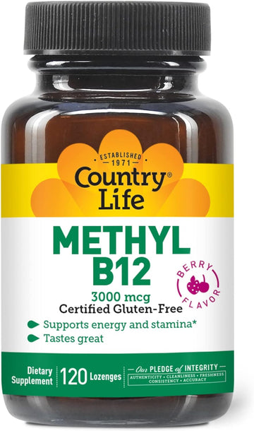 Country Life Methyl B12, Supports Energy & Stamina, 3000Mcg, 120 Lozen