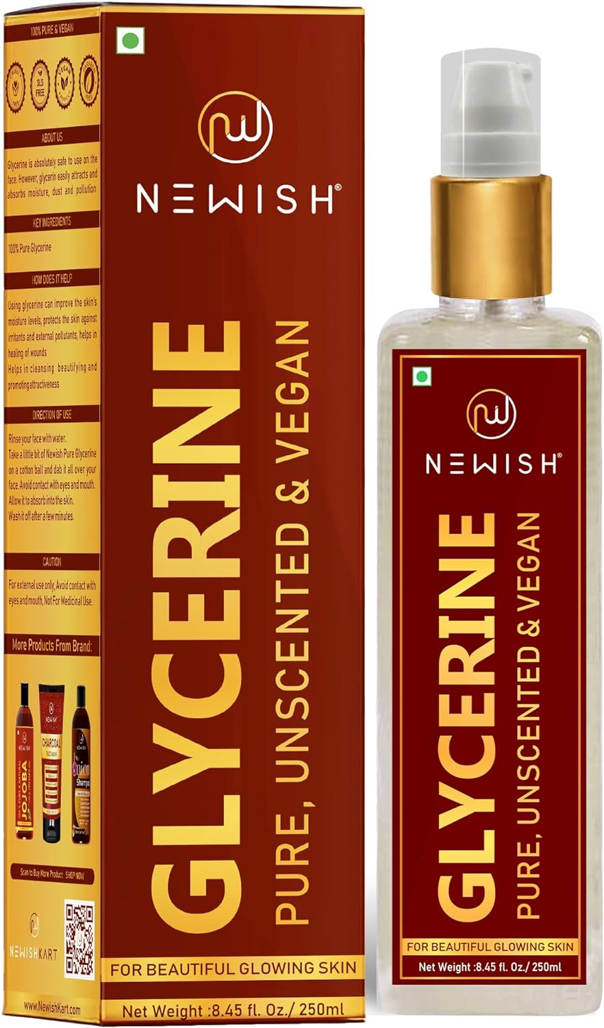 Newish Glycerin/Glycerine for Face and Skin Care, Softening and Moisturizing, 250ml / 8.45