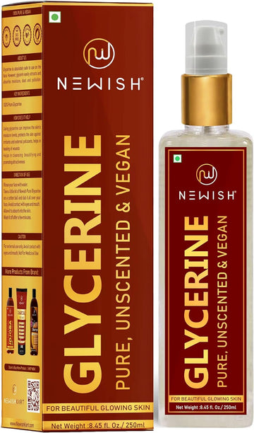Newish Glycerin/Glycerine for Face and Skin Care, Softening and Moisturizing, 250ml / 8.45
