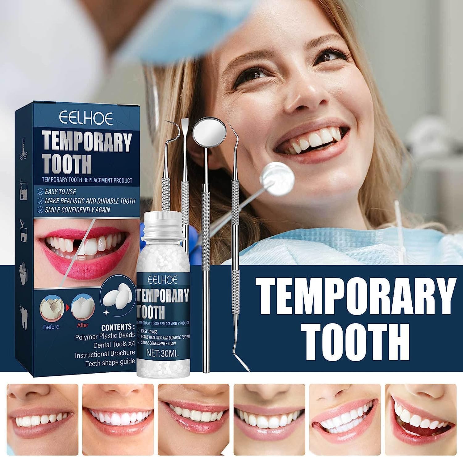 Tooth Repair Kit - Temporary Teeth Replacement Kit-with-Mout