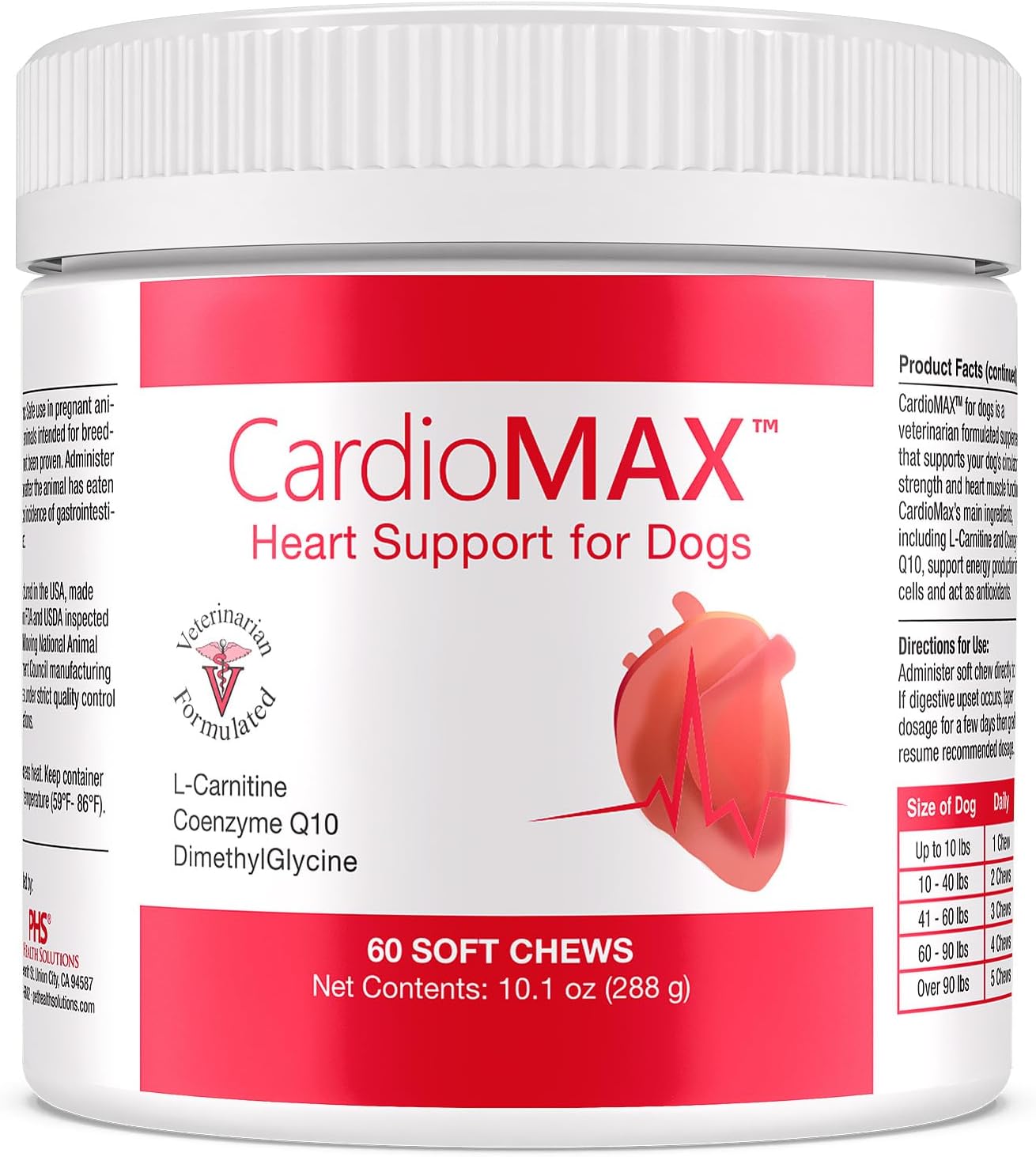 CardioMAX Heart Support Supplement for Dogs - L-Taurine, L-Carnitine, EPA and DHA, Coenzyme Q10 - Aids Circulatory Stren