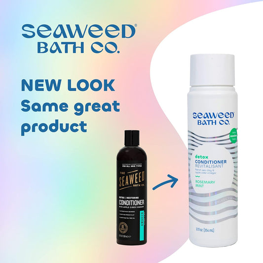 Seaweed Bath Co. Detox Conditioner, Rosemary Mint Scent, 12 , Sustainably Harvested Seaweed, French Sea Clay, Apple Cider Vinegar, For All Hair Types