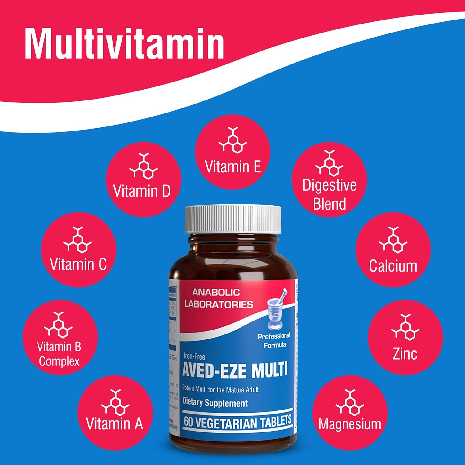 Iron Free Daily Multivitamin for Men and Women with Digestive Blend, 6