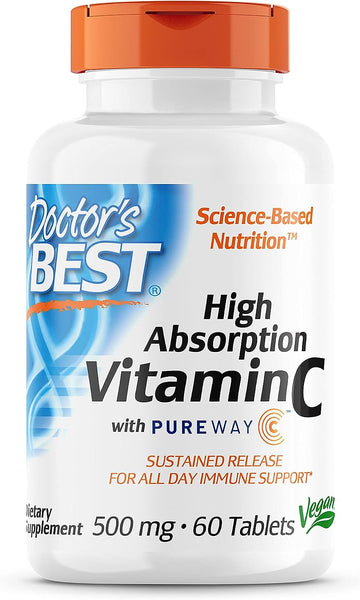 Doctor's Best 12-Hour Vitamin C 500mg with PureWay-C, Supports Immune System, Potent Antioxidant 60 Tablets