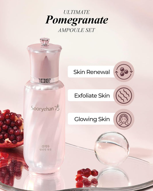 Sooryehan Ultimate Pomegranate (Ampoule Set, 1.9 ) - Skin Elasticity, Reduced Wrinkles & Skin Tone Improvement by LG Beauty. Collagen, Elastin, Vitamin C, Propolis, Adenosine & Niacinamide