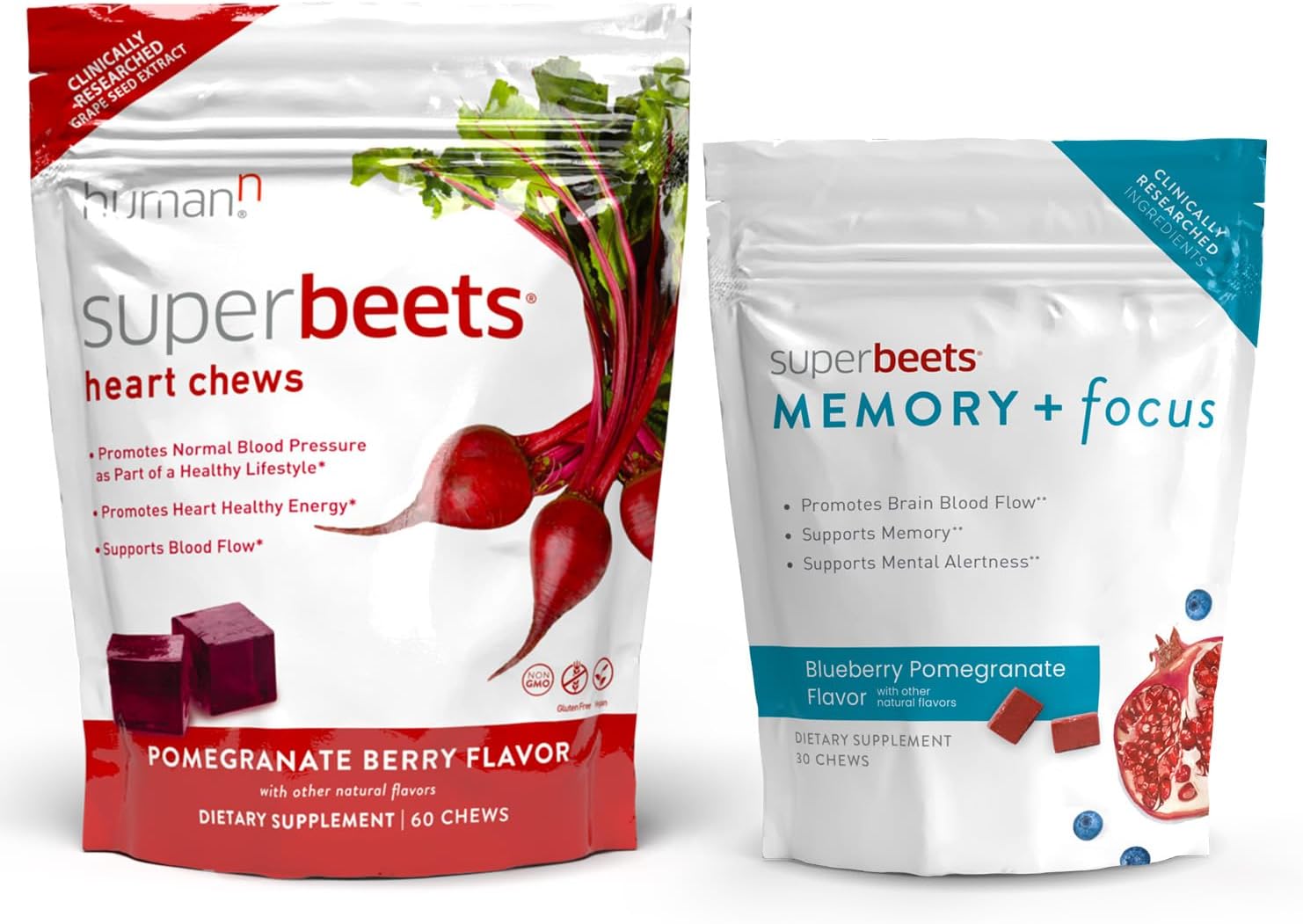 Humann Superbeets Heart & Mind Bundle, Heart Chews And Memory + Focus
