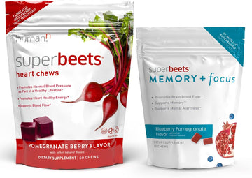 humanN SuperBeets Heart & Mind Bundle, Heart Chews and Memory + Focus