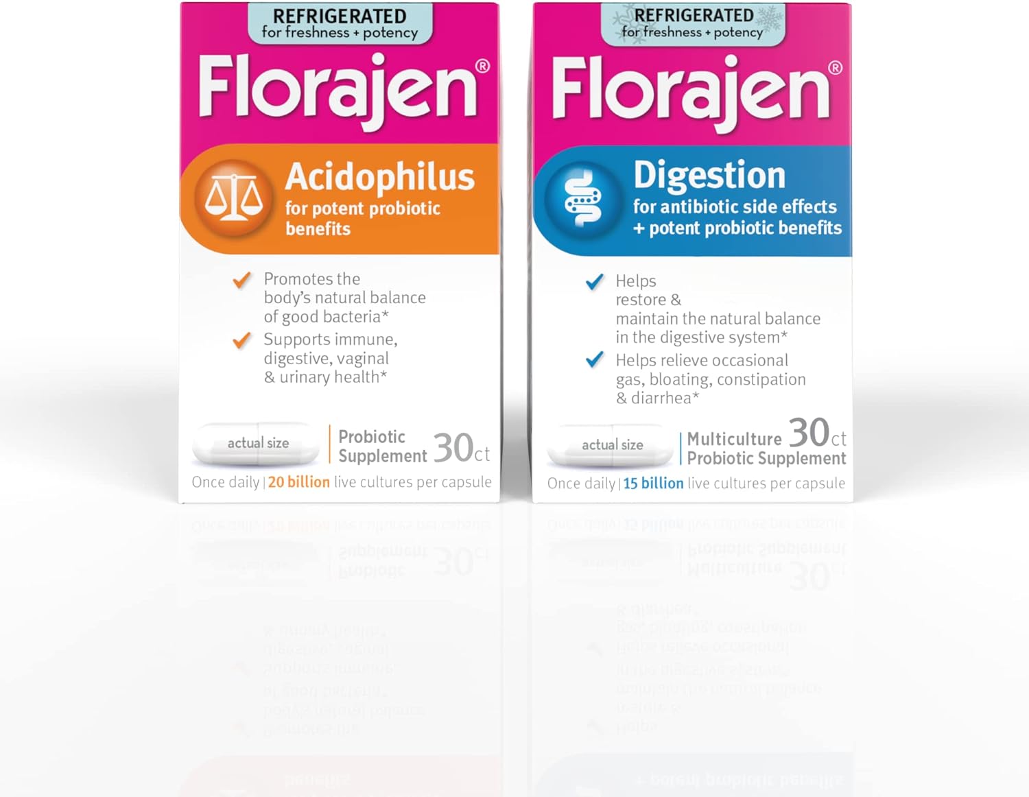 Florajen Probiotics Variety Pack: 30 Capsules Acidophilus Probiotics f3.36 Ounces