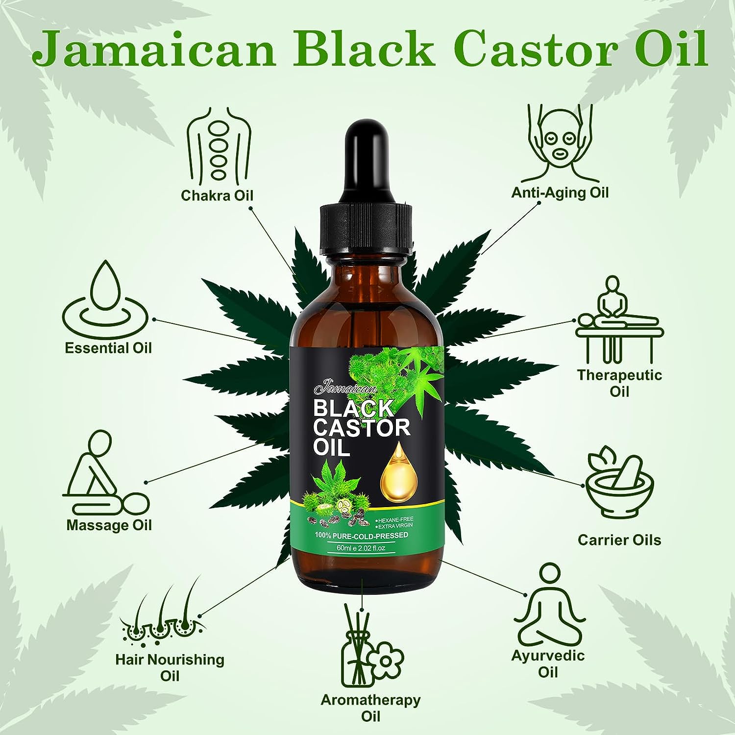  APCKFLEE Jamaican Black Castor Oil, Organic Castor Oil, Col