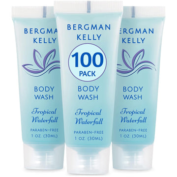 BERGMAN KELLY Travel Size Body Wash (1  , 100 PK, Tropical Waterfall), Delight Your Guests with an Invigorating and Refreshing Hotel Body Wash, Mini and Small Size Guest Hotel Toiletries in Bulk