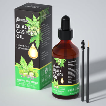 Jamaican Black Castor Oil for Castor Oil Pack & Eyelashes and Eyebrows 100% Pure Hair Oil Body Oil Moisturizing Massage