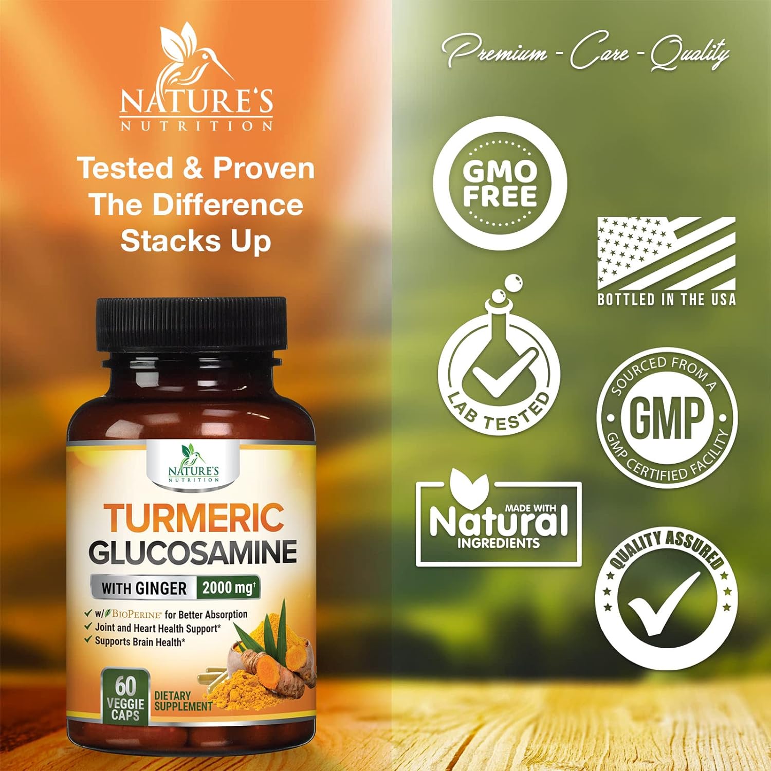 Turmeric Curcumin with BioPerine, Ginger & Glucosamine 95% CurcumJoint
