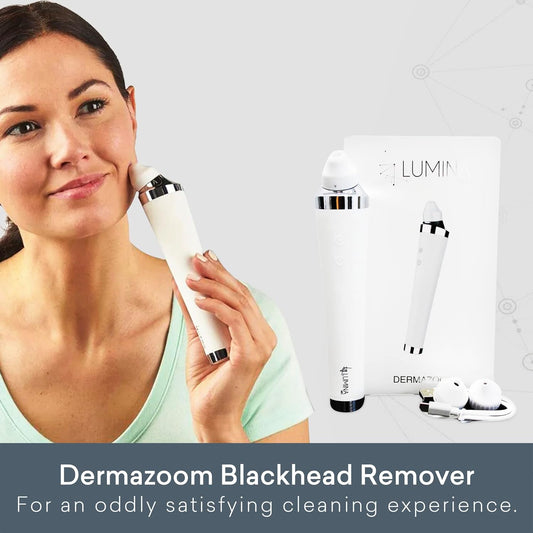 Dermazoom Blackhead Remover Pore Vacuum for Face by Lumina NRG - 10x Zoom Camera for Precision - Facial Pore Extractor Tool Removes Oil, Grease, Acne & Whiteheads - Reduces Dry Skin & Shrinks Pores