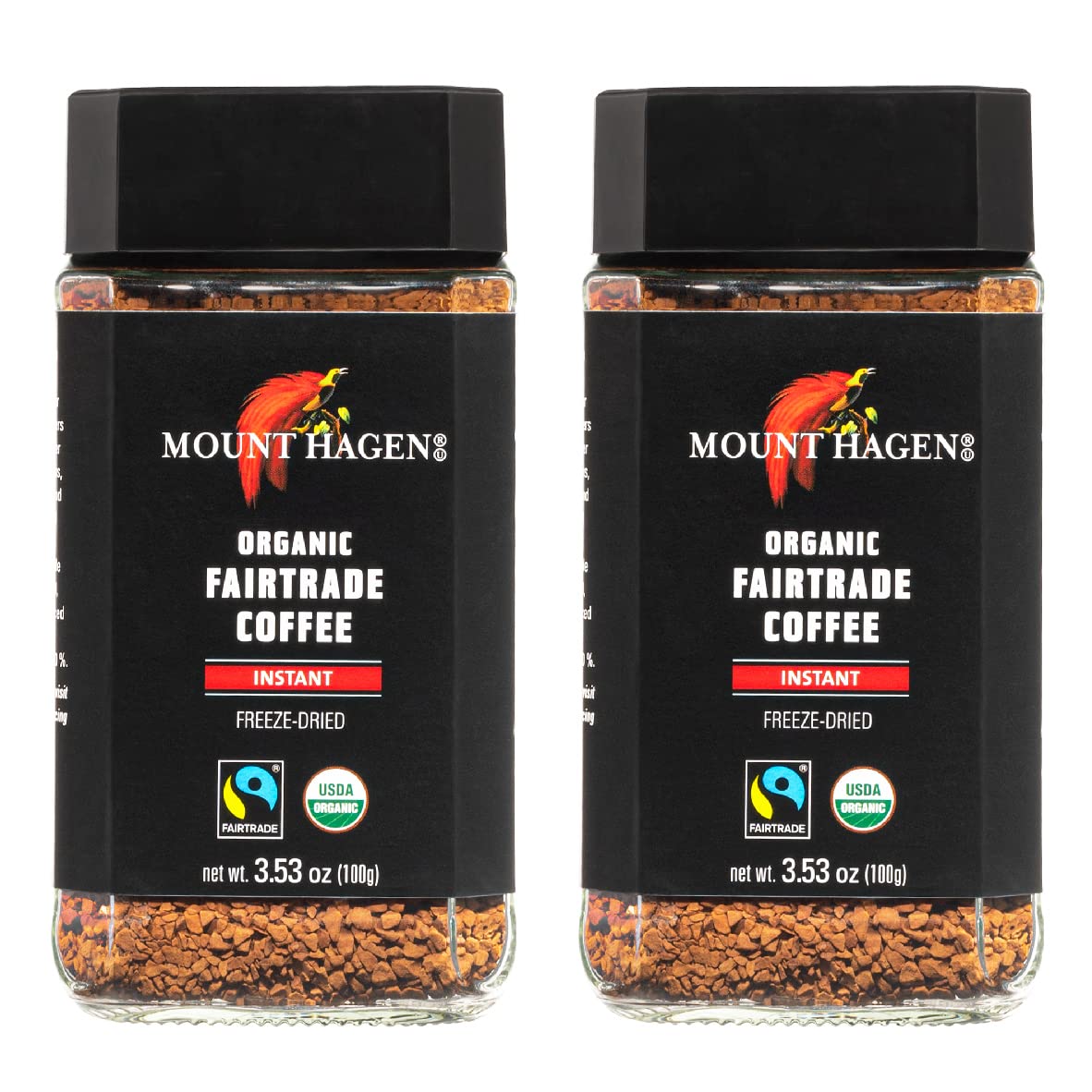 Mount Hagen Organic Freeze Dried Instant Coffee - 2 pack | Eco-friendly Coffee Made From Organic Medium Roast Arabica Beans | Fair-Trade Coffee Instant