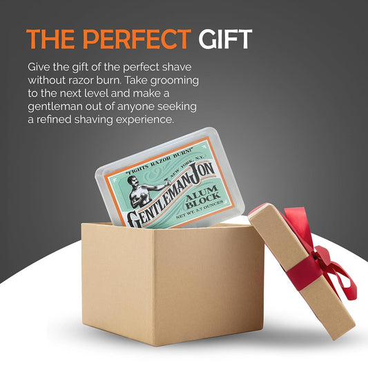 Gentleman Jon 3.7  Alum Block in Plastic Case | Upgrade Your Shave - Soothing Aftershave Solution for Shaving Razor Burn Relief - Travel Friendly Durable Plastic Case Included