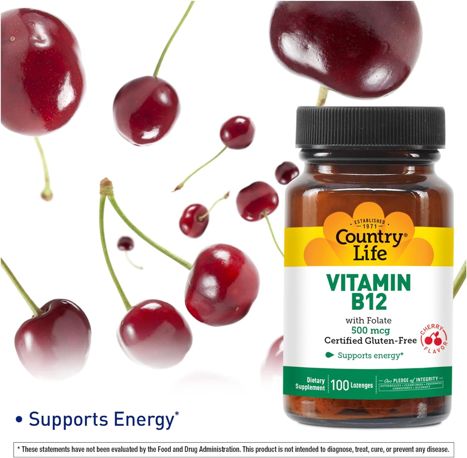 Country Life Vitamin B12 with Folate, Supports Energy & Red Blood Cell