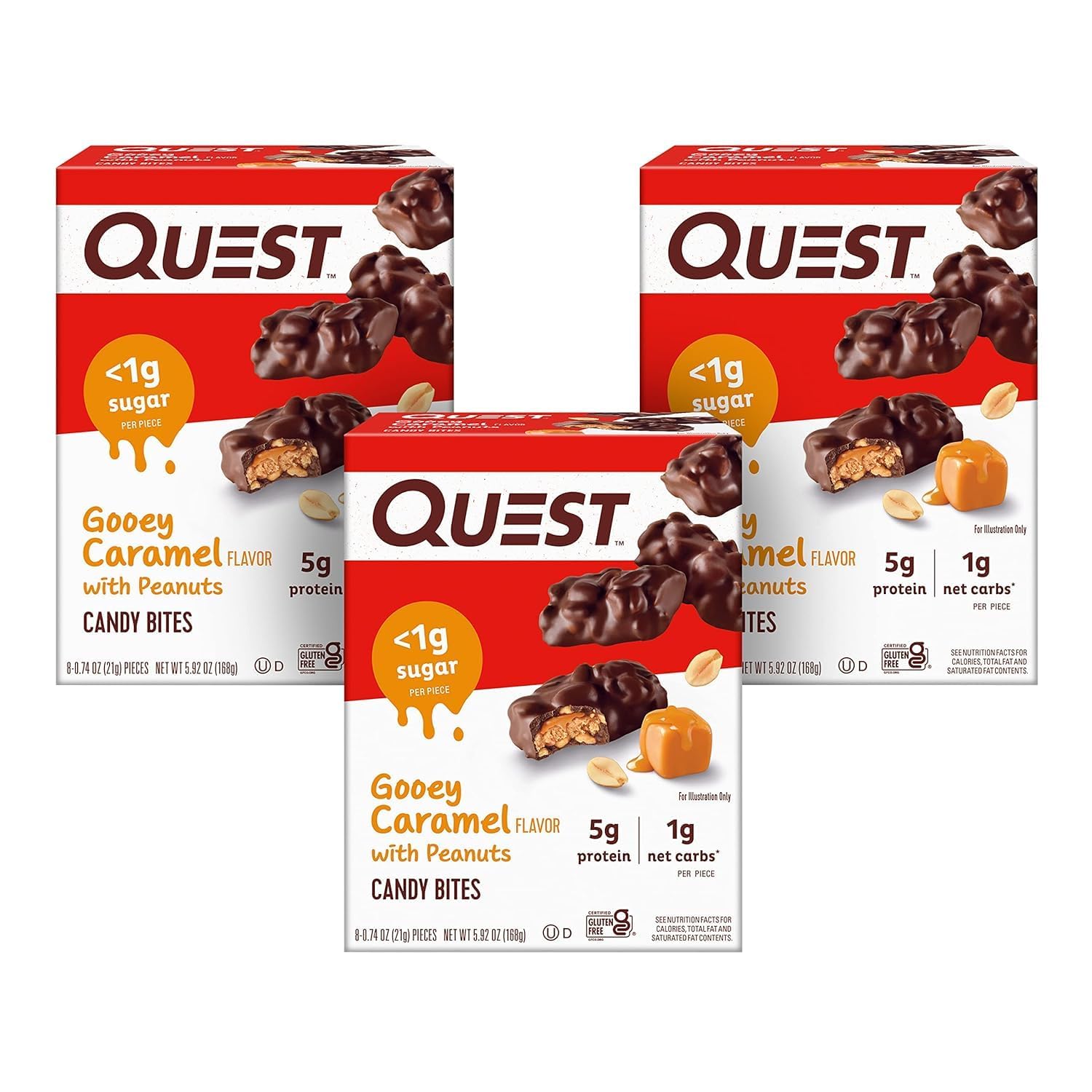 Quest Nutrition Gooey Caramel Candy Bites, 0.74 Oz - 8 Count (Pack Of 1.11 Pounds