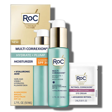 RoC Multi Correxion 1.5% Pure Hyaluronic Acid Anti Aging Daily Face Moisturizer with Broad Spectrum Sunscreen SPF 30 (1.7 ) + RoC Retinol Wrinkle Smoothing Capsules (7 CT), Skin Care for Women & Men