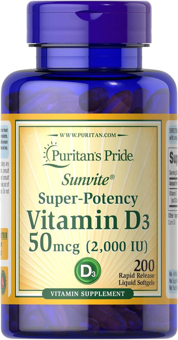 Puritan's Pride Vitamin D3 50mcg (2,000 IU) Bolsters Immune Health for