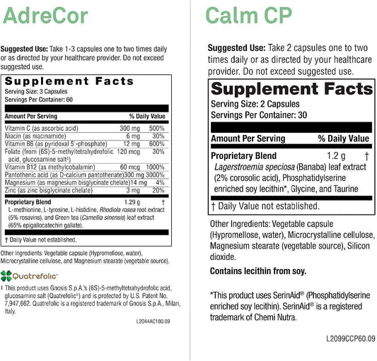 NeuroScience Stress + Adrenal Support Set - AdreCor + Calm C