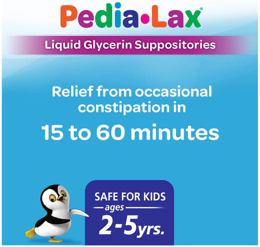 Pedia-Lax Laxative Liquid Glycerin Suppositories for Kids, Ages 2-5, 6 CT,