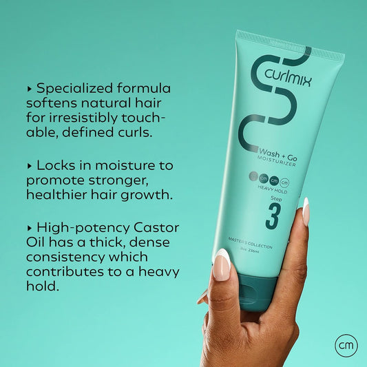 CurlMix Moisturizer for Curly Hair - Travel Size Sample 3.4  - Castor Oil Softens & Hydrates Hair - Heavy Hold