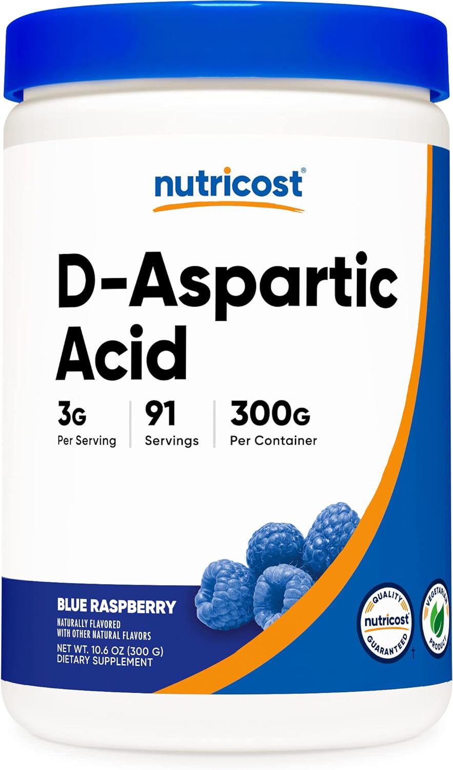 Nutricost D-Aspartic Acid (DAA) Powder 300G (Blue Raspberry) - Flavored D-Aspartic Acid Powder Supplement