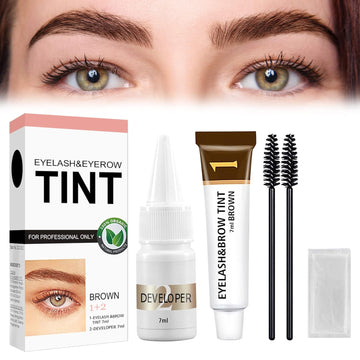 Eyebrow Tinting Kit, 2 In 1 Professional Semi-Permanent Brow Tinting Kit, Dark Brown