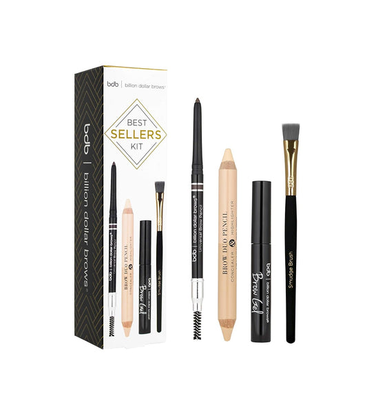 Billion Dollar Brows Best Sellers Kit, Includes Universal Brow Pencil, Brow Duo Pencil, Brow Gel and Smudge Brush for Perfectly Defined Brows