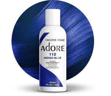 Adore Semi Permanent Hair Color - Vegan and Cruelty-Free Hair Dye - 4   - 112 Indigo Blue (Pack of 1)