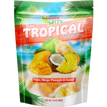 Paradise Green Kosher Non-GMO Gluten free Fat Free Dried Tropical Medley, 24 oz