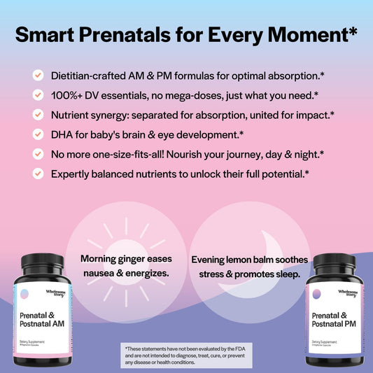 Premium Bioavailable Prenatal & Postnatal Vitamins for Women with DHA,