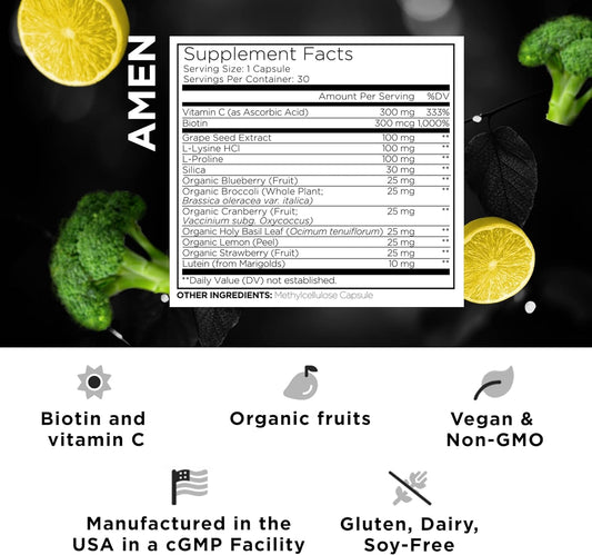 Amen Plant-Based Vegan Collagen Builder Supplement - Organic