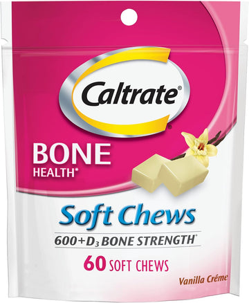 Caltrate Soft Chews 600 Plus D3 Calcium Vitamin D Supplement, Vanilla