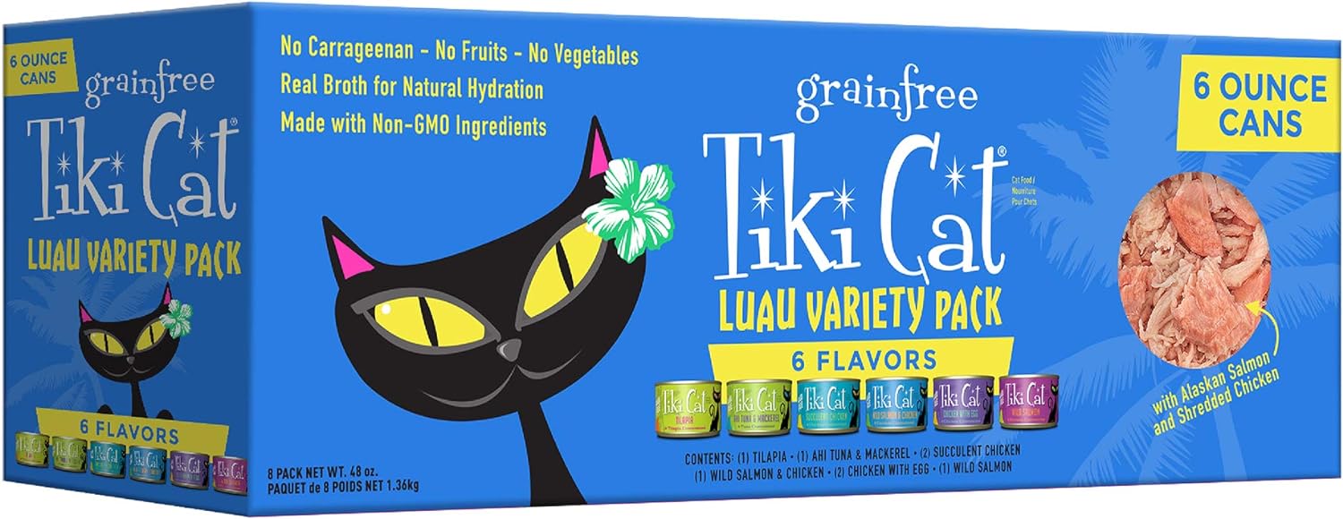 Tiki Cat Luau Wet Cat Food, Variety Pack, 6 oz. Cans (8 Count)