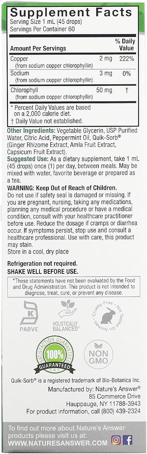 Nature'S Answer Alcohol-Free Chlorophyll 50Mg 2Oz Liquid | Internal De