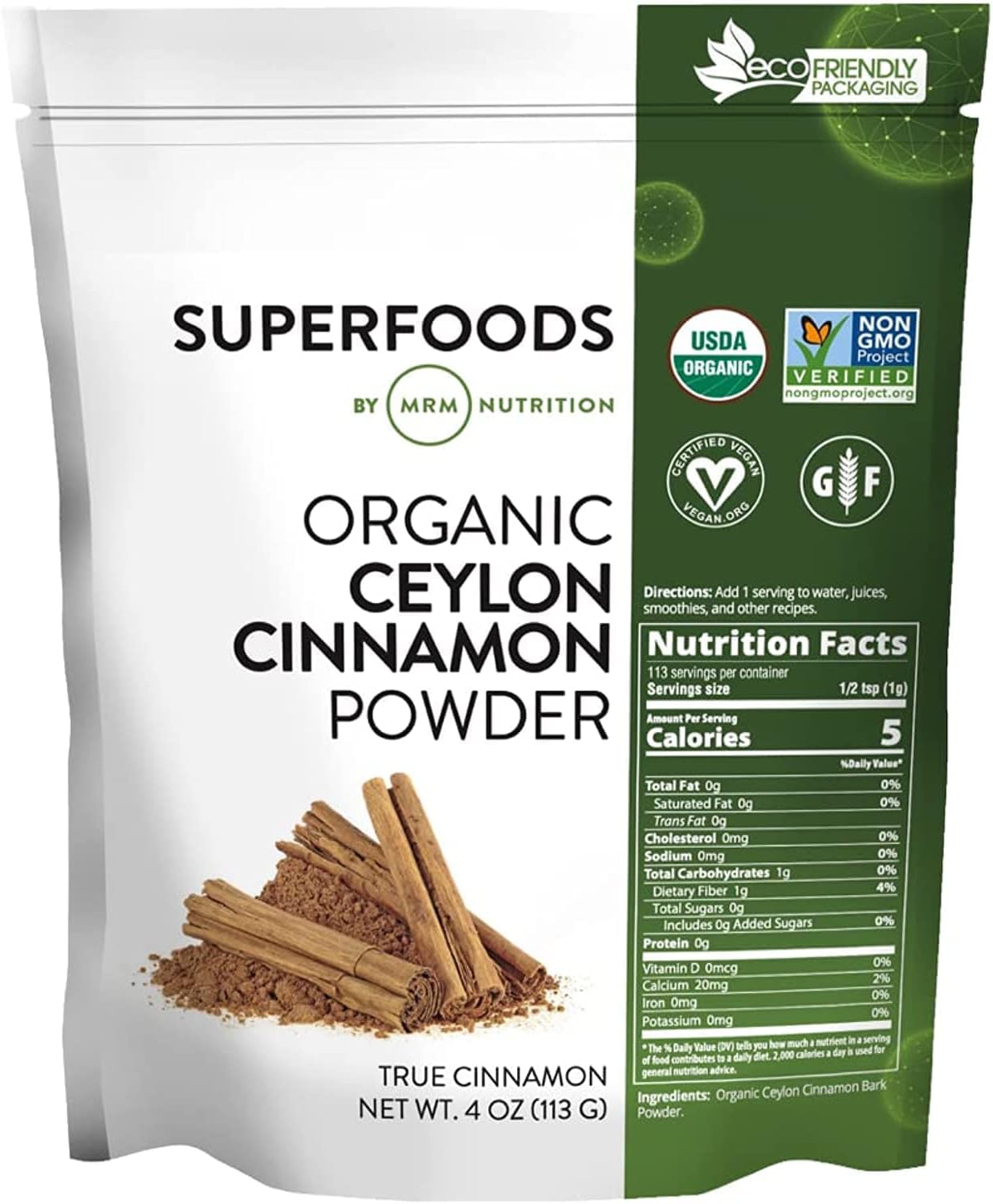 MRM Nutrition Organic Ceylon Cinnamon Powder | Superfoods | True Cinna