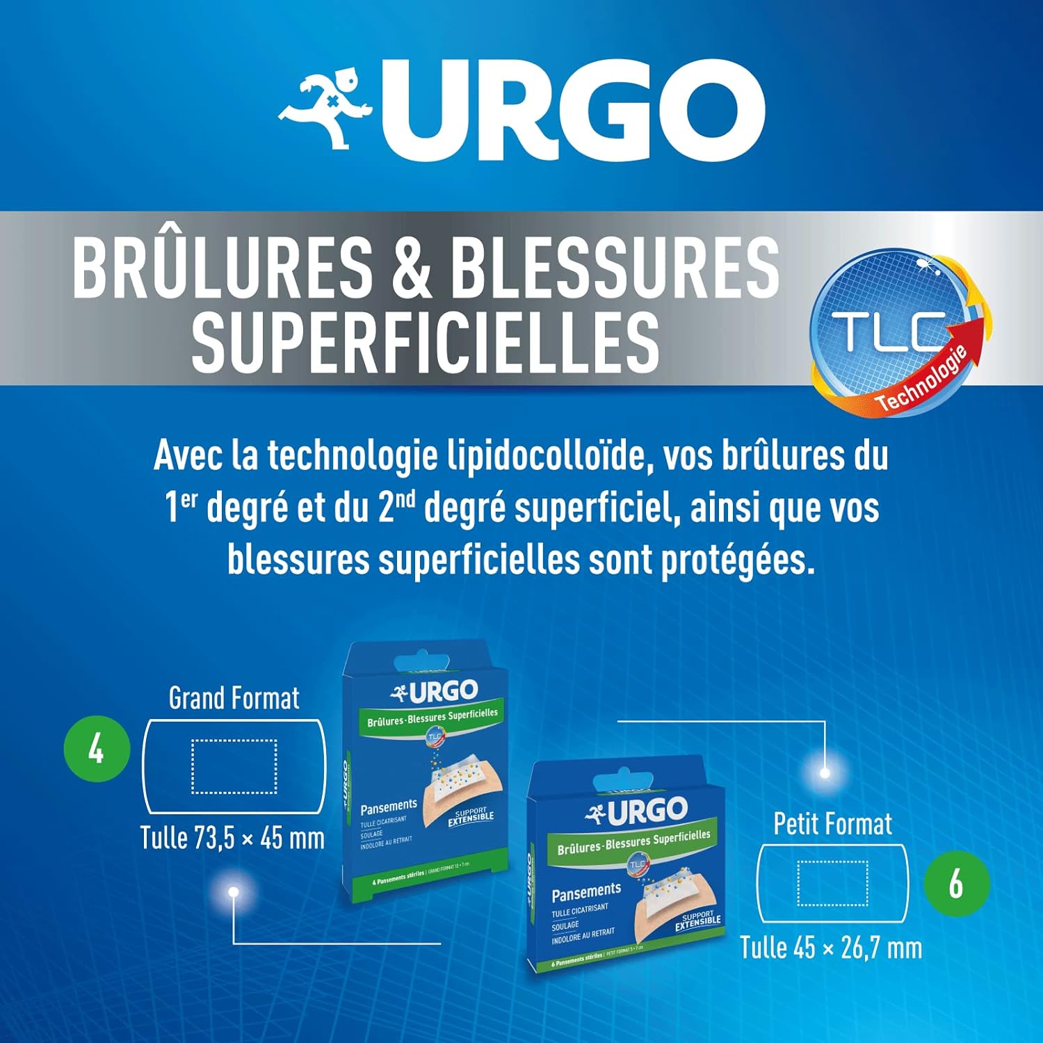 Urgo Superficial Burns and Wounds Small Sized Bandages x6