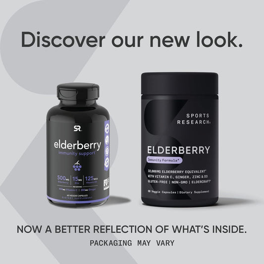 Sports Research Elderberry + D3 5000iu with Zinc, Ginger & Vitamin C -
