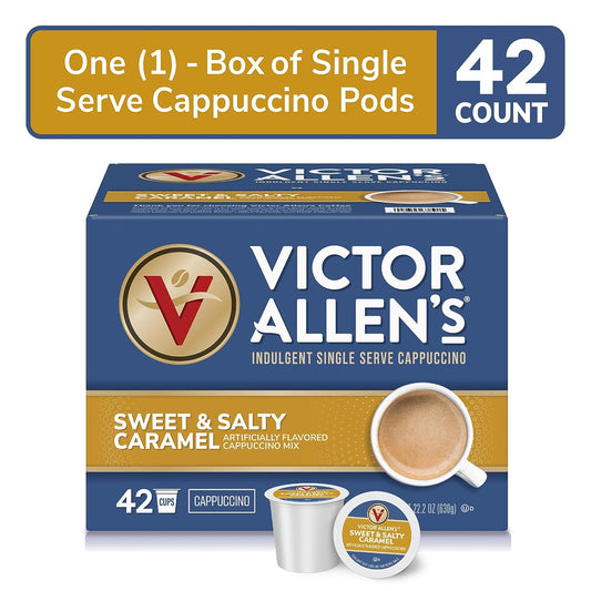 Victor Allen's Coffee Sweet and Salty Caramel Flavored Cappuccino Mix, 42 Count, Single Serve K-Cup Pods for Keurig K-Cup Brewers Brewers