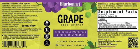 BlueBonnet Super Fruit Grape Seed Extract Supplement, 30 Count