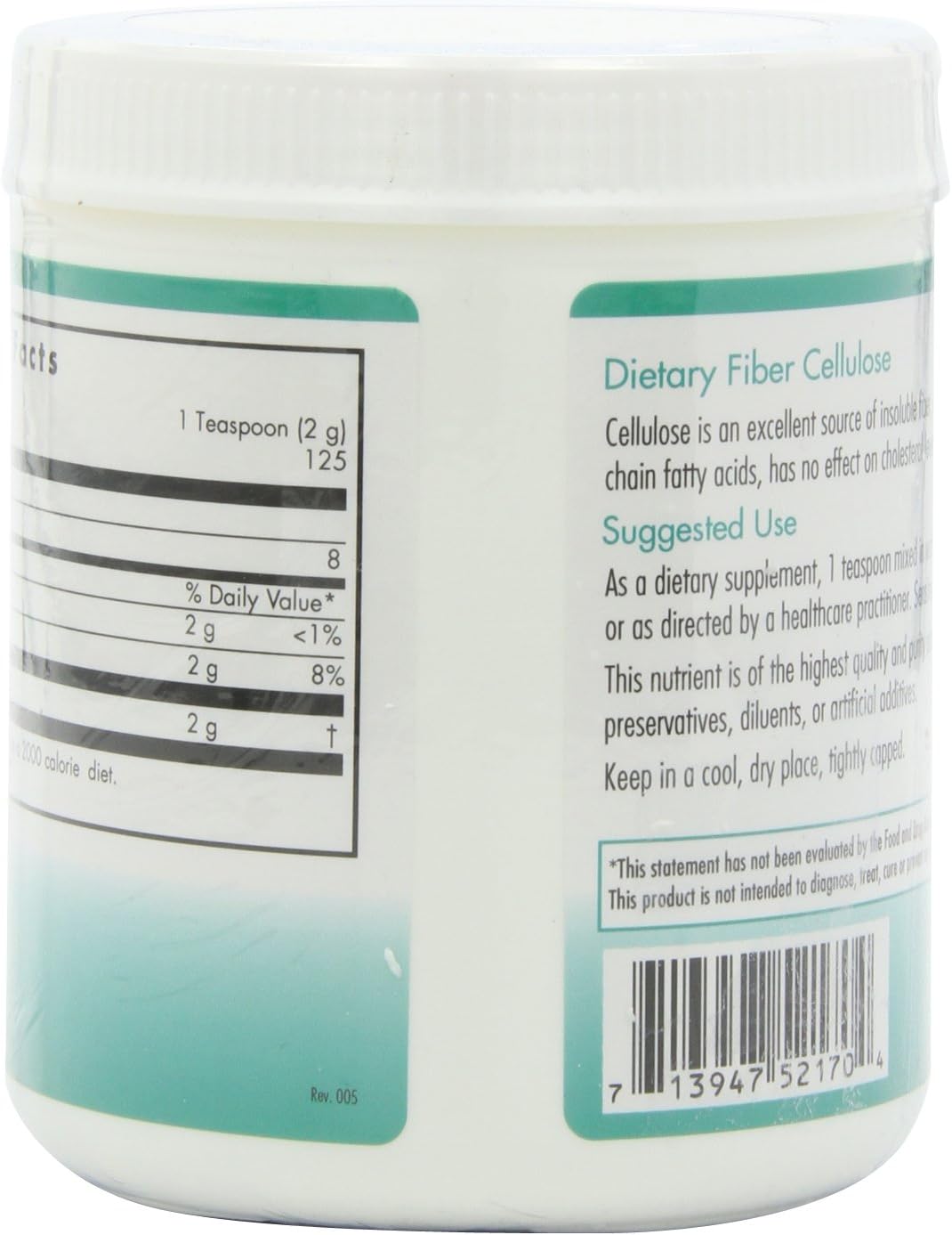 Nutricology Dietary Fiber Celllulose, 250-Grams