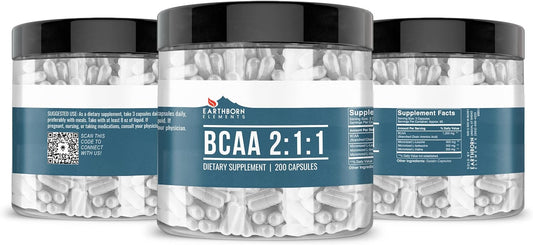 Earthborn Elements BCAA, 200 Capsules, Pure & Undiluted, No Additives