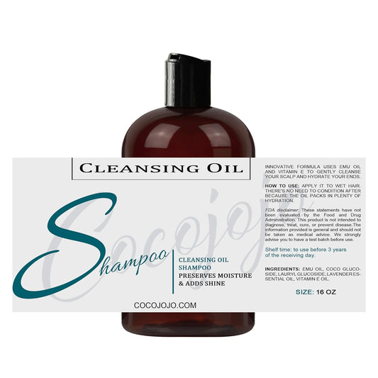 Emu Oil Water-Free Cleansing Oil Shampoo - Nourishing Oil Based Shampoo - For Dry Dull hair - Emu Oil Vitamin E Oil - Soothing Intense Hydration Silkiness & Shine - 16  - Packaging May Vary