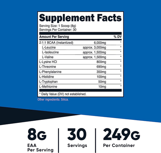 Nutricost EAA Powder 30 Servings (Unavored) - Essential Amino Acids - Non-GMO, Gluten Free, Vegetarian Friendly